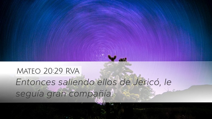Mateo 20:29 RVA Desktop Wallpaper - Entonces saliendo ellos de Jericó, le seguía - Desktop Bible Verse Wallpaper