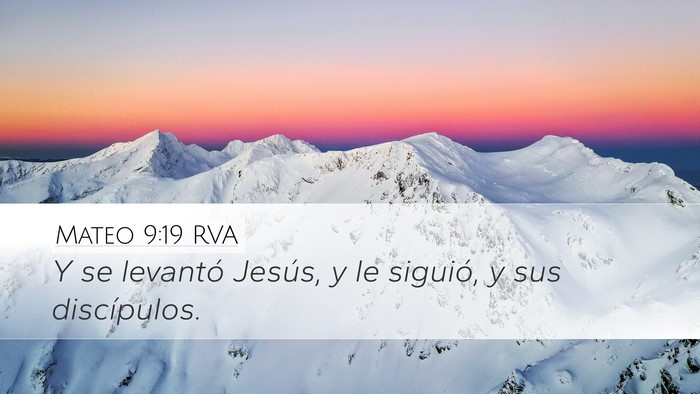 Mateo 9:19 RVA Desktop Wallpaper - Y se levantó Jesús, y le siguió, y sus - Desktop Bible Verse Wallpaper