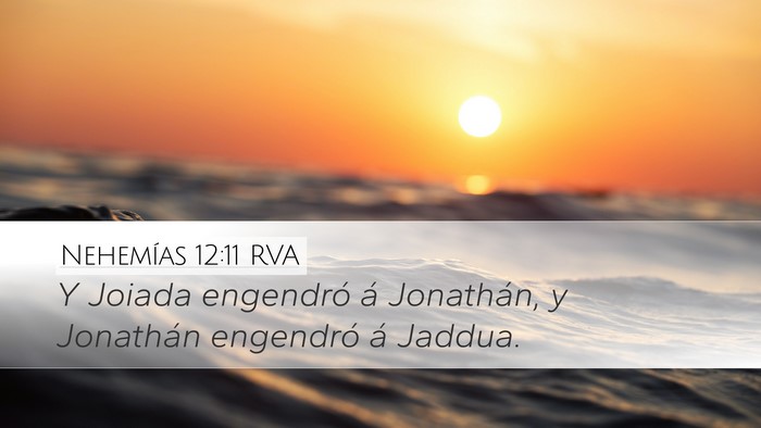 Nehemías 12:11 RVA Desktop Wallpaper - Y Joiada engendró á Jonathán, y Jonathán - Desktop Bible Verse Wallpaper