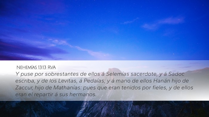 Nehemías 13:13 RVA Bible Verse Image
