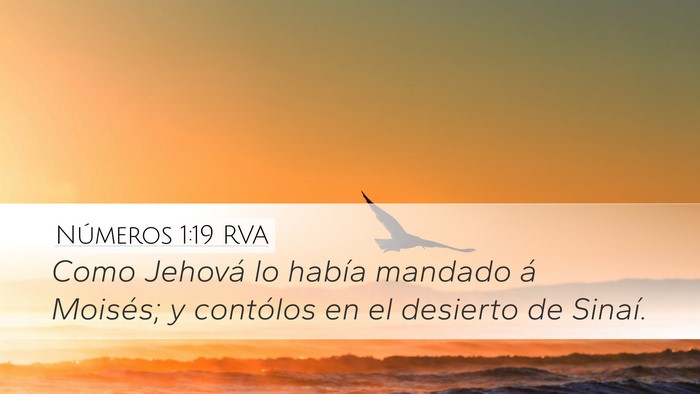 Números 1:19 RVA Desktop Wallpaper - Como Jehová lo había mandado á Moisés; y - Desktop Bible Verse Wallpaper