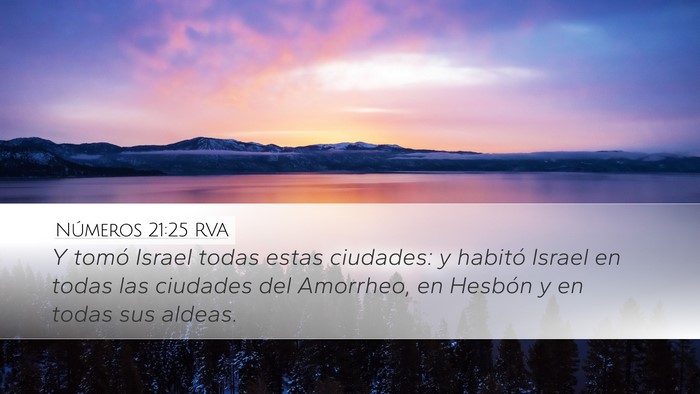 Números 21:25 RVA Desktop Wallpaper - Y tomó Israel todas estas ciudades: y habitó - Desktop Bible Verse Wallpaper