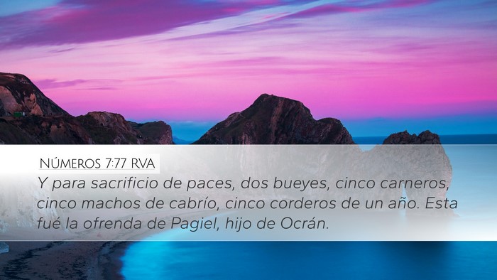Números 7:77 RVA Desktop Wallpaper - Y para sacrificio de paces, dos bueyes, cinco - Desktop Bible Verse Wallpaper