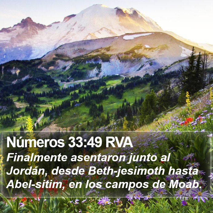 Números 33:49 RVA - Finalmente asentaron junto al Jordán, desde