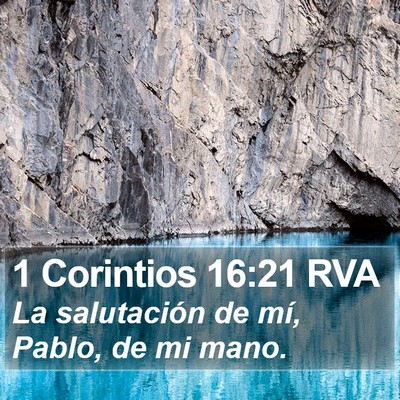 1 Corintios 16:21 RVA Bible Verse Image