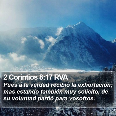 2 Corintios 8:17 RVA Bible Verse Image