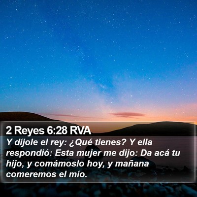 2 Reyes 6:28 RVA Bible Verse Image