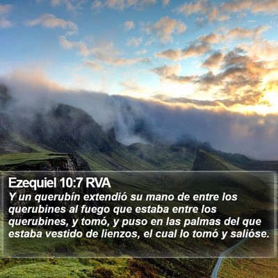 Ezequiel 10:7 RVA Bible Verse Image