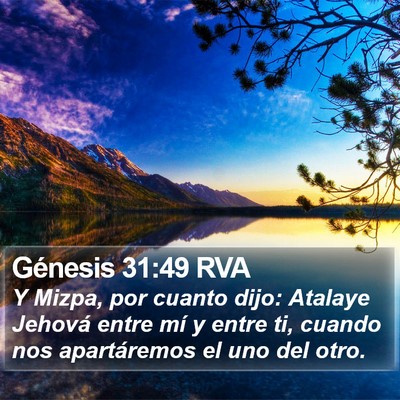 Génesis 31:49 RVA Bible Verse Image