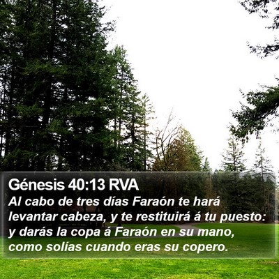 Génesis 40:13 RVA Bible Verse Image