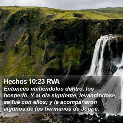 Hechos 10:23 RVA Bible Verse Image