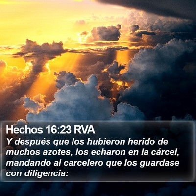Hechos 16:23 RVA Bible Verse Image