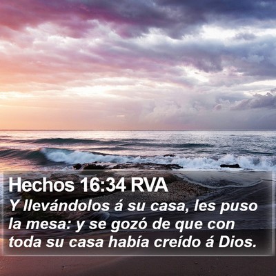 Hechos 16:34 RVA Bible Verse Image