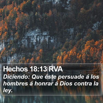 Hechos 18:13 RVA Bible Verse Image