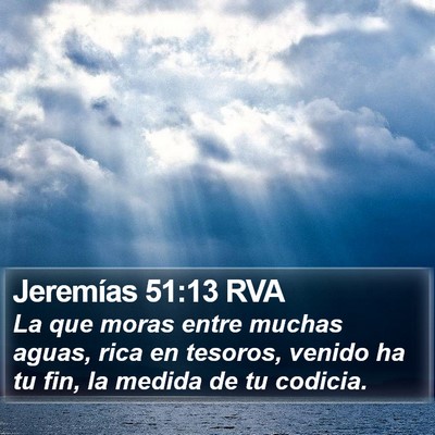 Jeremías 51:13 RVA Bible Verse Image
