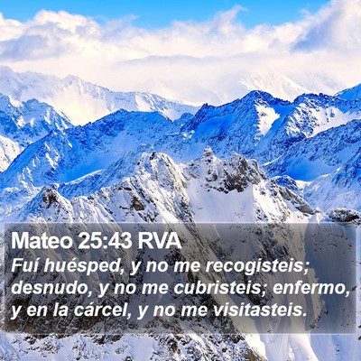 Mateo 25:43 RVA Bible Verse Image