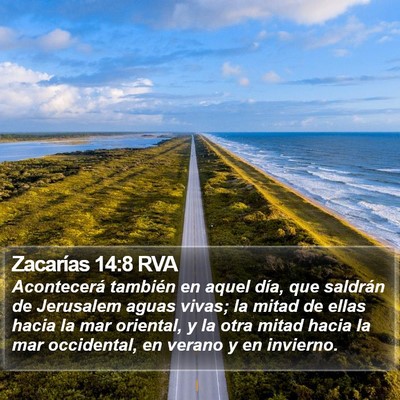 Zacarías 14:8 RVA Bible Verse Image