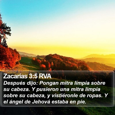 Zacarías 3:5 RVA Bible Verse Image