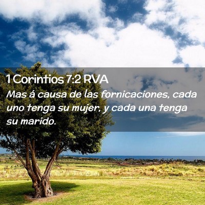 Picture 02 - 1 Corintios 7:2 RVA - Mas á causa de las fornicaciones, cada uno tenga - Bible Verse Picture