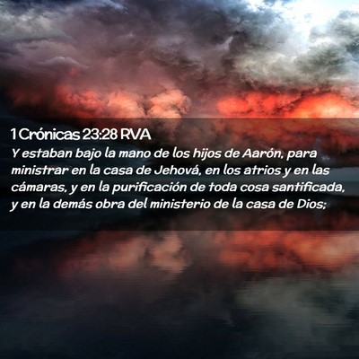 Picture 02 - 1 Crónicas 23:28 RVA - Y estaban bajo la mano de los hijos de Aarón, - Bible Verse Picture