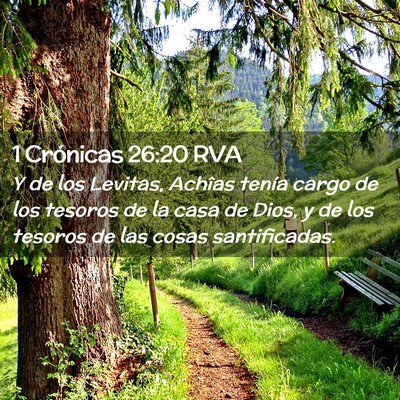 Picture 02 - 1 Crónicas 26:20 RVA - Y de los Levitas, Achîas tenía cargo de los - Bible Verse Picture