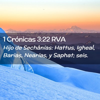 Picture 02 - 1 Crónicas 3:22 RVA - Hijo de Sechânías: Hattus, Igheal, Barias, - Bible Verse Picture