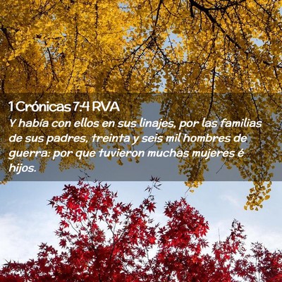 Picture 02 - 1 Crónicas 7:4 RVA - Y había con ellos en sus linajes, por las - Bible Verse Picture