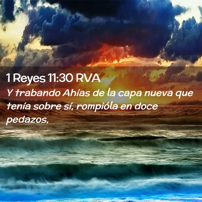 Picture 02 - 1 Reyes 11:30 RVA - Y trabando Ahías de la capa nueva que tenía - Bible Verse Picture
