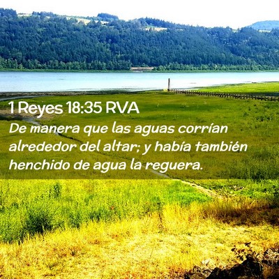 Picture 02 - 1 Reyes 18:35 RVA - De manera que las aguas corrían alrededor del - Bible Verse Picture