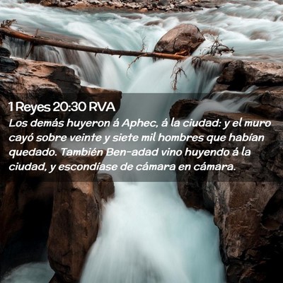 Picture 02 - 1 Reyes 20:30 RVA - Los demás huyeron á Aphec, á la ciudad: y el - Bible Verse Picture