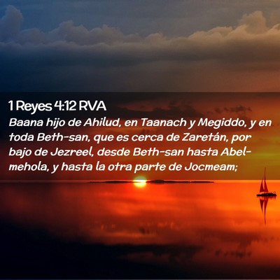 Picture 02 - 1 Reyes 4:12 RVA - Baana hijo de Ahilud, en Taanach y Megiddo, y en - Bible Verse Picture
