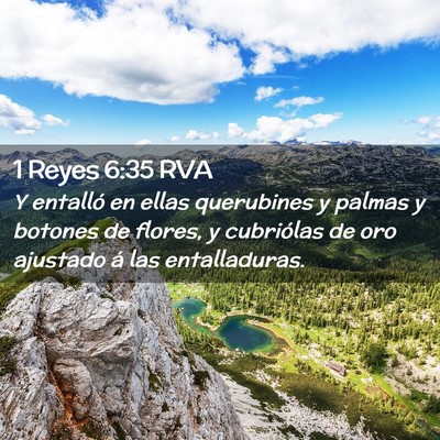 Picture 02 - 1 Reyes 6:35 RVA - Y entalló en ellas querubines y palmas y botones - Bible Verse Picture