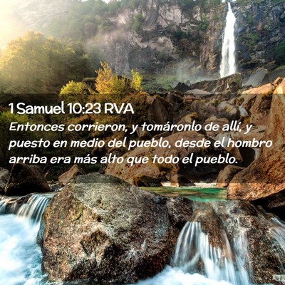 Picture 02 - 1 Samuel 10:23 RVA - Entonces corrieron, y tomáronlo de allí, y - Bible Verse Picture