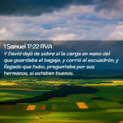Picture 02 - 1 Samuel 17:22 RVA - Y David dejó de sobre sí la carga en mano del - Bible Verse Picture