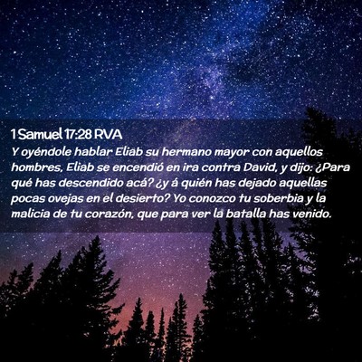 Picture 02 - 1 Samuel 17:28 RVA - Y oyéndole hablar Eliab su hermano mayor con - Bible Verse Picture