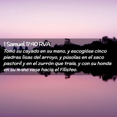 Picture 02 - 1 Samuel 17:40 RVA - Tomó su cayado en su mano, y escogióse cinco - Bible Verse Picture