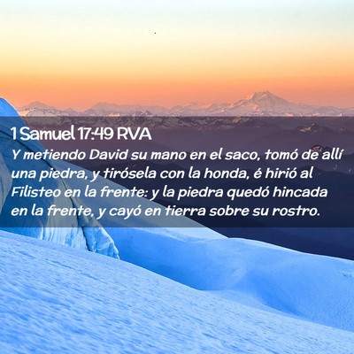 Picture 02 - 1 Samuel 17:49 RVA - Y metiendo David su mano en el saco, tomó de - Bible Verse Picture
