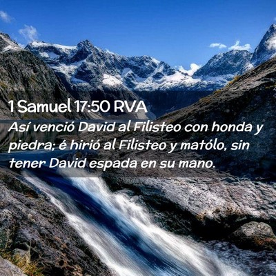 Picture 02 - 1 Samuel 17:50 RVA - Así venció David al Filisteo con honda y - Bible Verse Picture