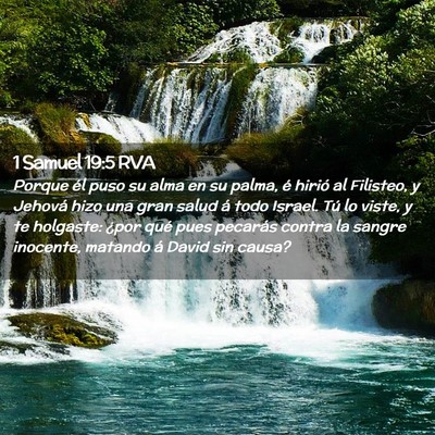 Picture 02 - 1 Samuel 19:5 RVA - Porque él puso su alma en su palma, é hirió al - Bible Verse Picture