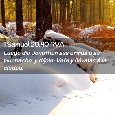 Picture 02 - 1 Samuel 20:40 RVA - Luego dió Jonathán sus armas á su muchacho, y - Bible Verse Picture