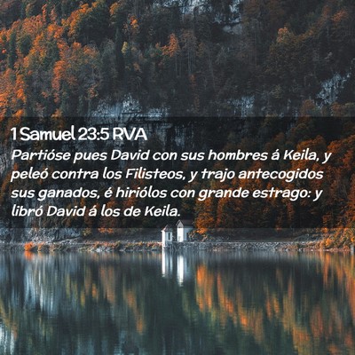 Picture 02 - 1 Samuel 23:5 RVA - Partióse pues David con sus hombres á Keila, y - Bible Verse Picture