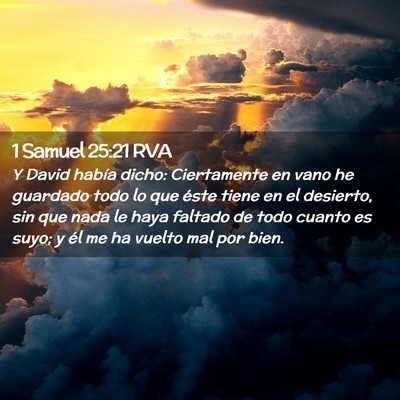 Picture 02 - 1 Samuel 25:21 RVA - Y David había dicho: Ciertamente en vano he - Bible Verse Picture