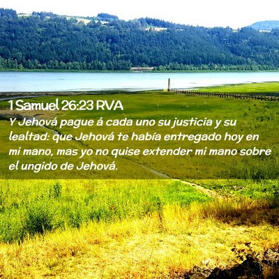 Picture 02 - 1 Samuel 26:23 RVA - Y Jehová pague á cada uno su justicia y su - Bible Verse Picture