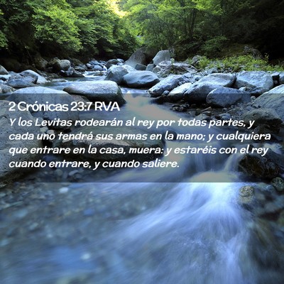 Picture 02 - 2 Crónicas 23:7 RVA - Y los Levitas rodearán al rey por todas partes, - Bible Verse Picture