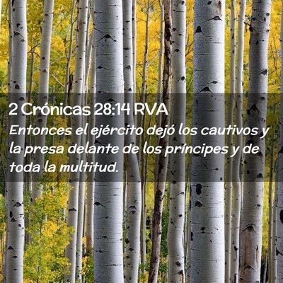 Picture 02 - 2 Crónicas 28:14 RVA - Entonces el ejército dejó los cautivos y la - Bible Verse Picture