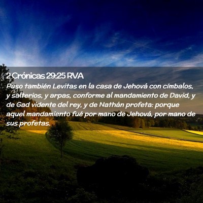 Picture 02 - 2 Crónicas 29:25 RVA - Puso también Levitas en la casa de Jehová con - Bible Verse Picture