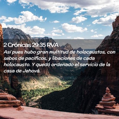 Picture 02 - 2 Crónicas 29:35 RVA - Así pues hubo gran multitud de holocaustos, con - Bible Verse Picture