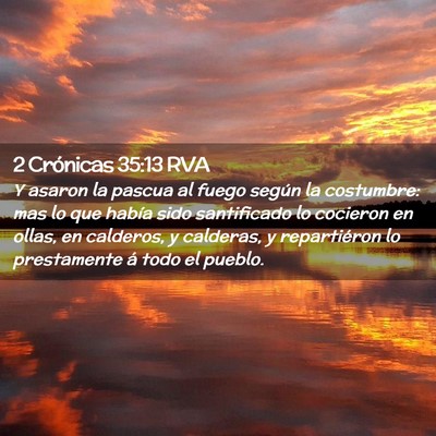 Picture 02 - 2 Crónicas 35:13 RVA - Y asaron la pascua al fuego según la costumbre: - Bible Verse Picture