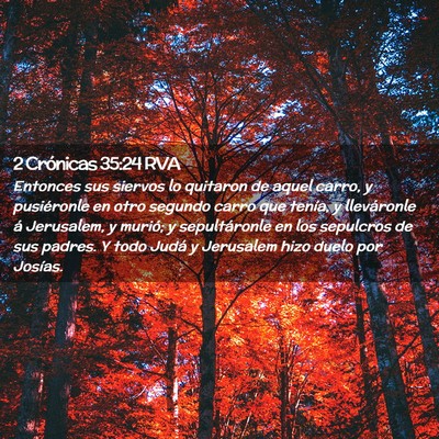 Picture 02 - 2 Crónicas 35:24 RVA - Entonces sus siervos lo quitaron de aquel carro, - Bible Verse Picture