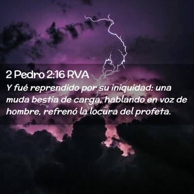 Picture 02 - 2 Pedro 2:16 RVA - Y fué reprendido por su iniquidad: una muda - Bible Verse Picture